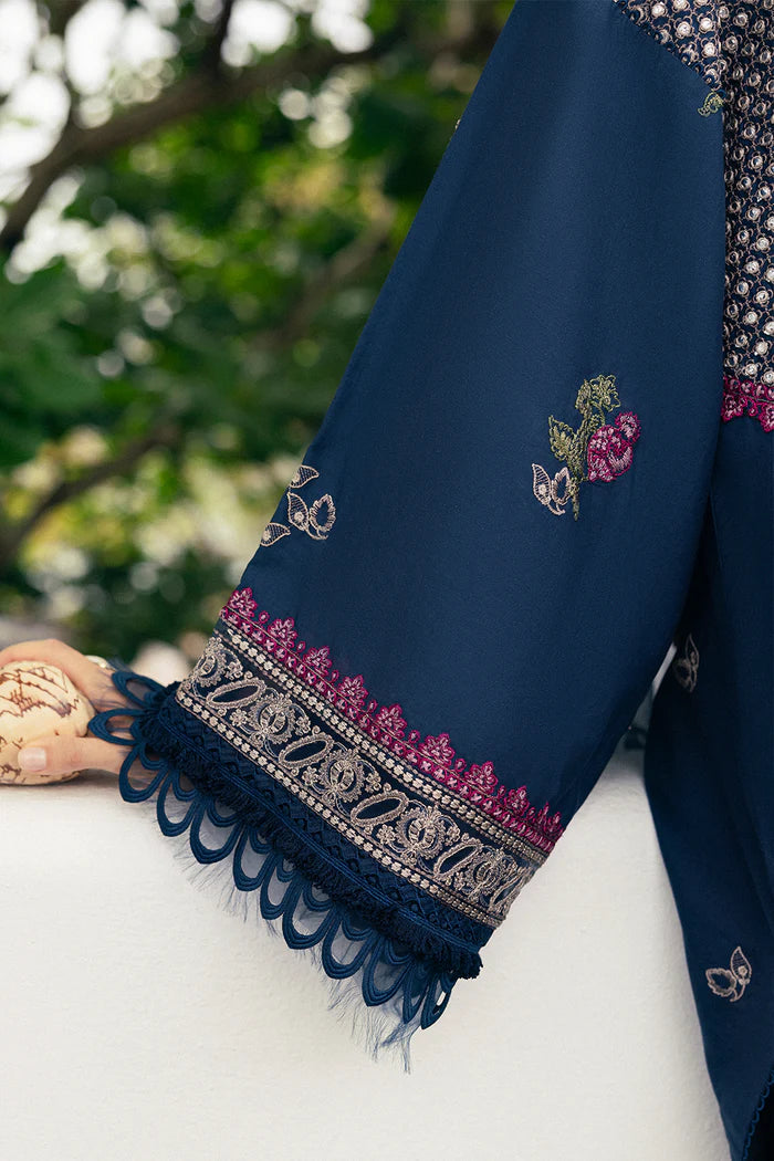 Model wearing navy blue Saira Rizwan LUNE SREP06-25 from Sajri Eid Pret '25, Pakistani luxury pret available online in UK.
