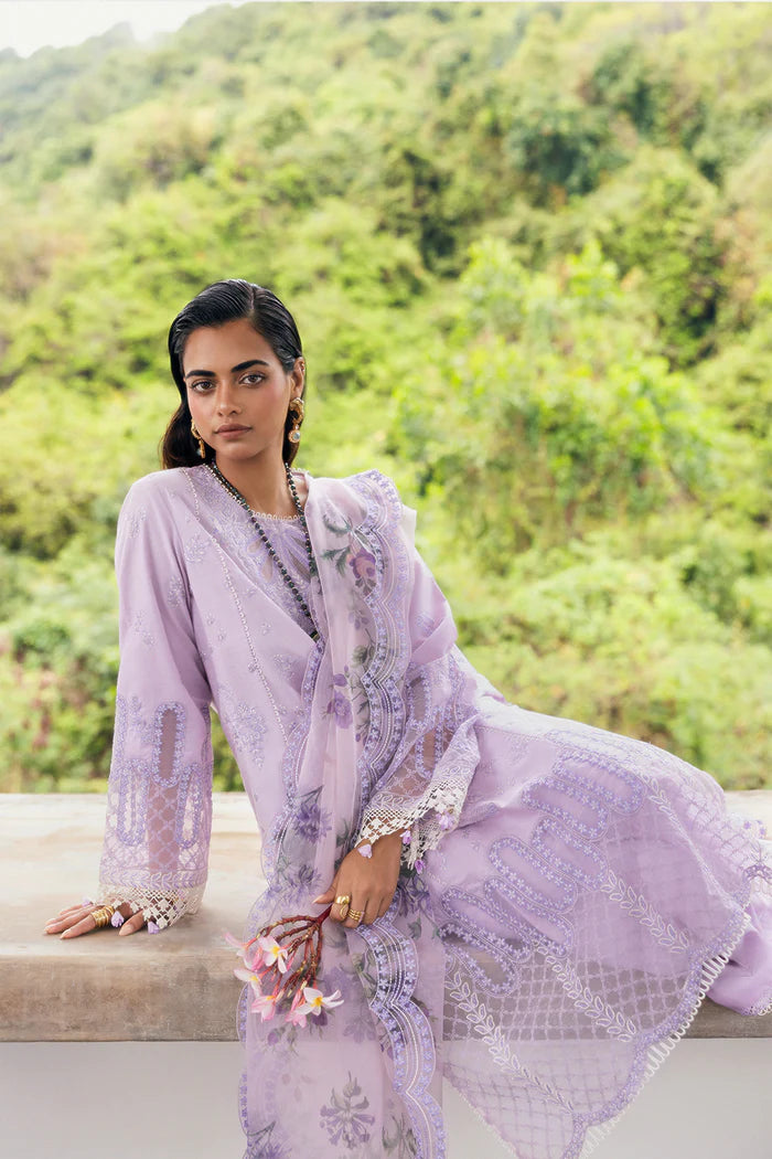 Model wearing lilac Saira Rizwan JARDIN SREP07-25 from Sajri Eid Pret '25, Pakistani luxury pret outfit available online in UK.