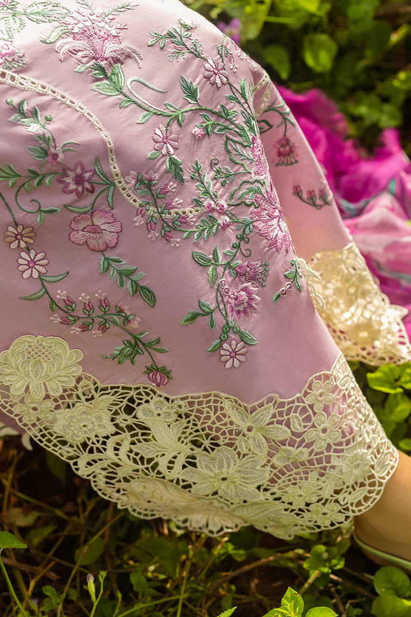 Model wearing lavender pink Lavendar Whispers dress from Mushq Secret Garden Spring/Summer '25, Pakistani Luxury pret, Pakistani clothes online in UK.