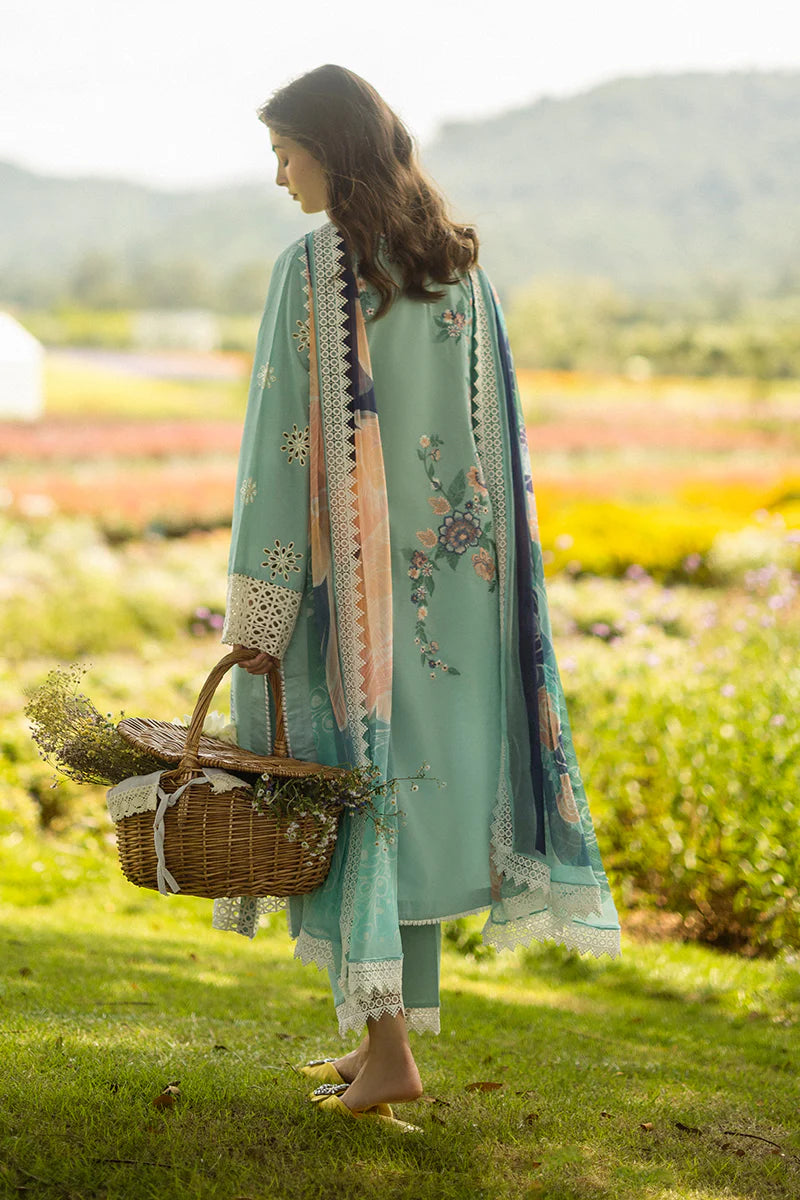 Model wearing orange Silent Petals dress from Mushq Secret Garden Spring/Summer '25, Pakistani Luxury pret, Pakistani clothes online in UK.