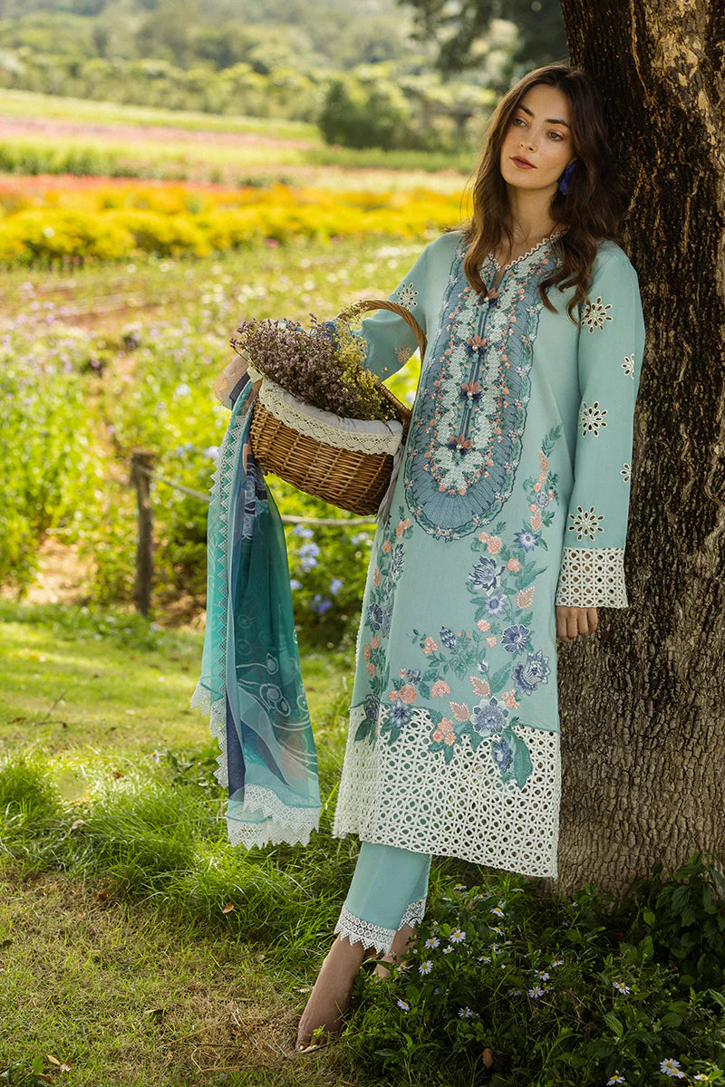Model wearing orange Silent Petals dress from Mushq Secret Garden Spring/Summer '25, Pakistani Luxury pret, Pakistani clothes online in UK.