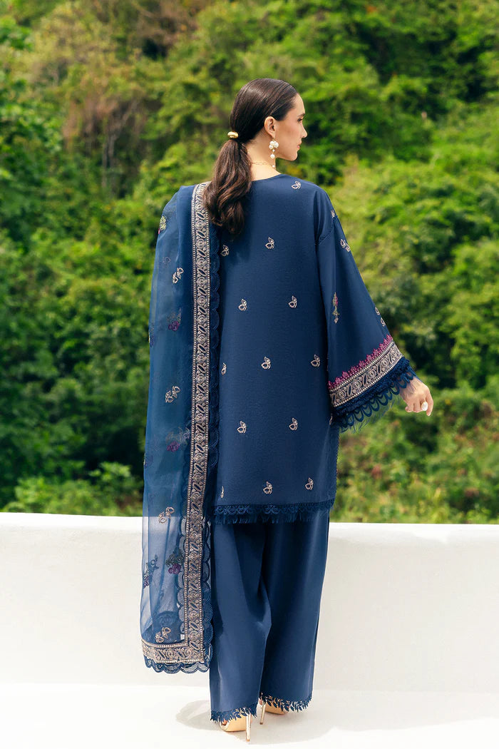 Model wearing navy blue Saira Rizwan LUNE SREP06-25 from Sajri Eid Pret '25, Pakistani luxury pret available online in UK.