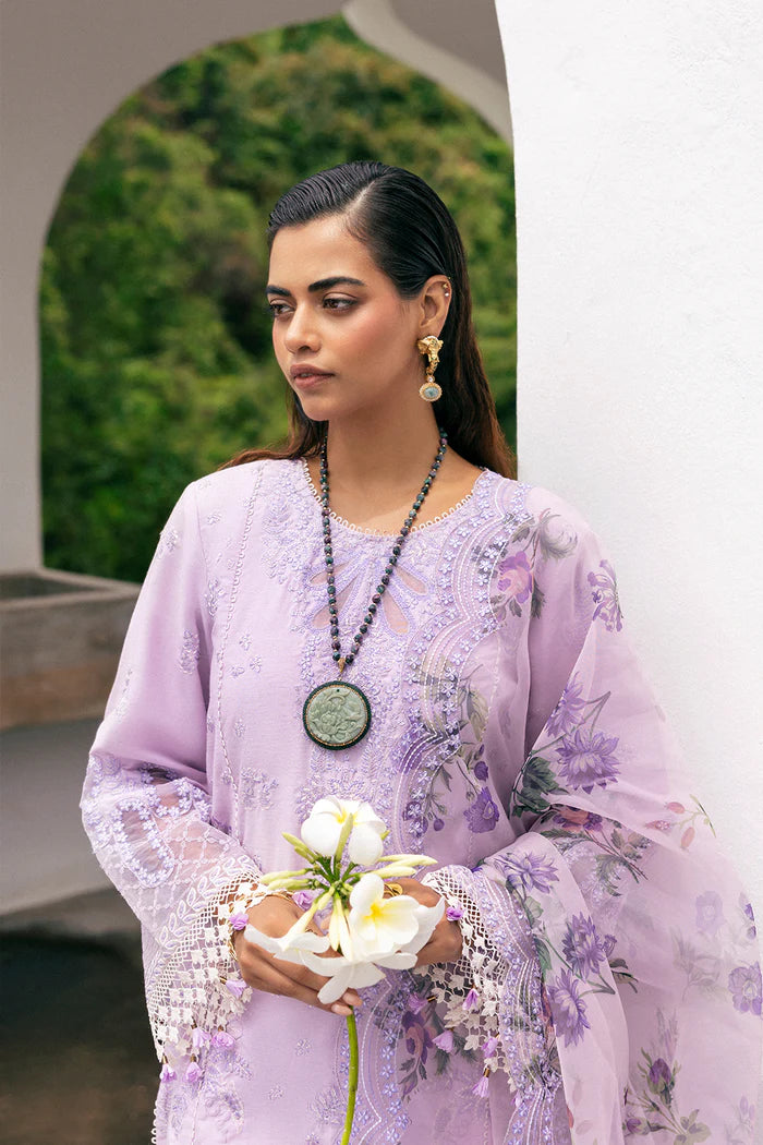 Model wearing lilac Saira Rizwan JARDIN SREP07-25 from Sajri Eid Pret '25, Pakistani luxury pret outfit available online in UK.