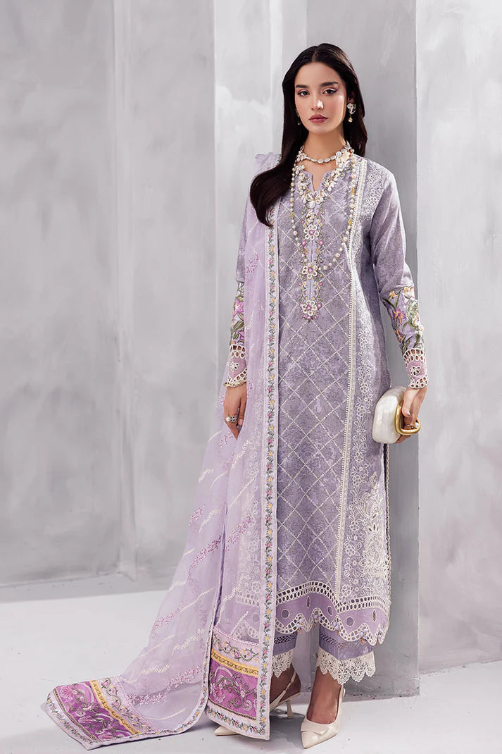 Model wearing lilac Tasbeel from Mushq La Toscana Casual Pret '25, Pakistani luxury pret and Pakistani clothes online in UK.