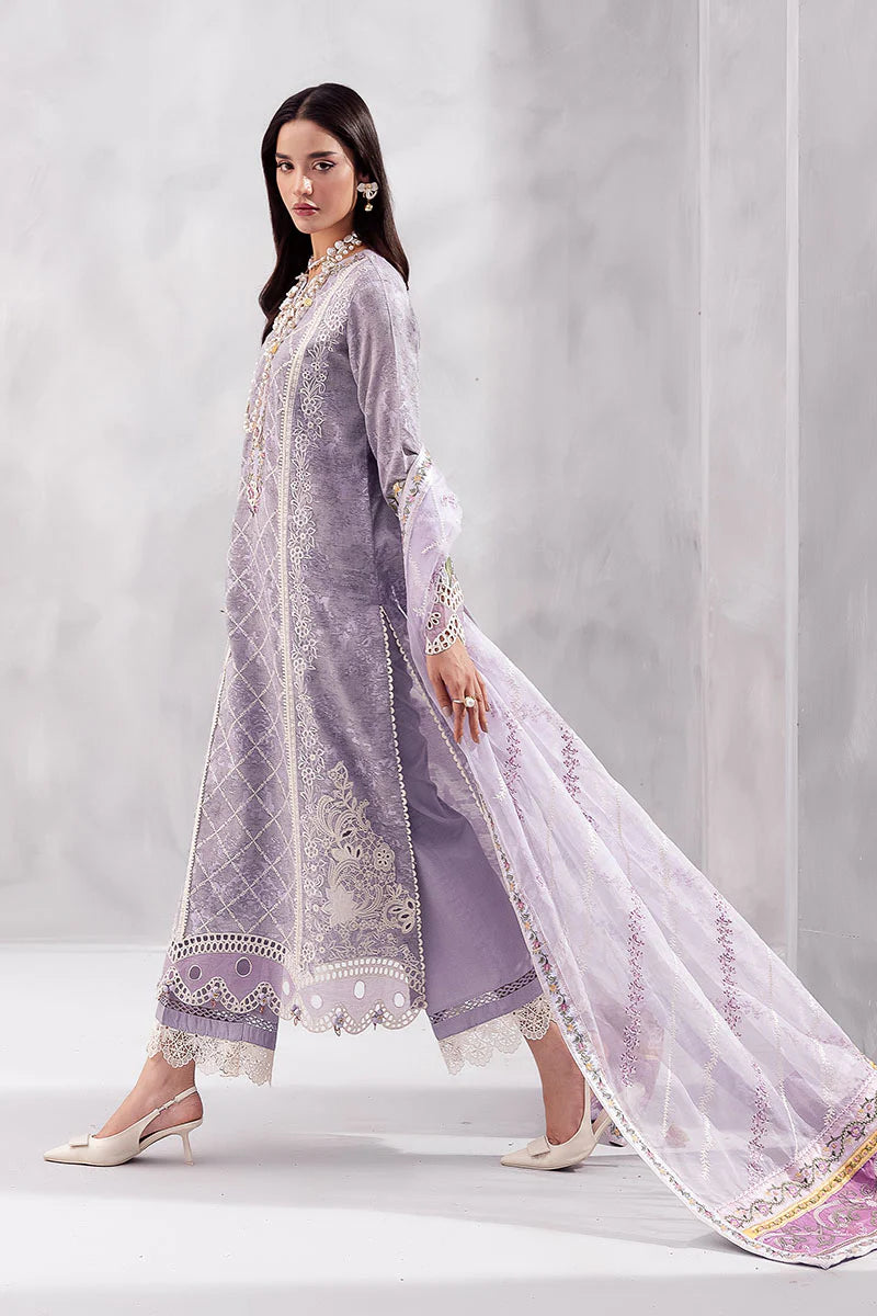 Model wearing lilac Tasbeel from Mushq La Toscana Casual Pret '25, Pakistani luxury pret and Pakistani clothes online in UK.