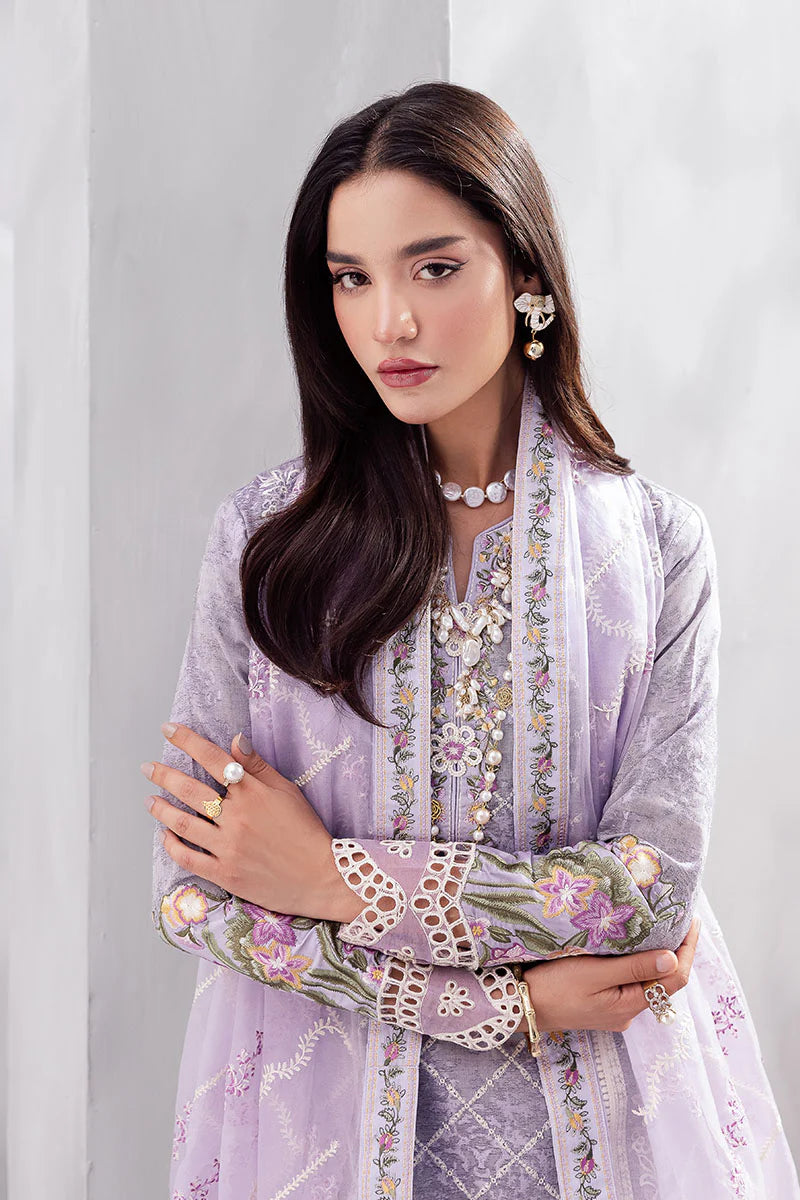 Model wearing lilac Tasbeel from Mushq La Toscana Casual Pret '25, Pakistani luxury pret and Pakistani clothes online in UK.