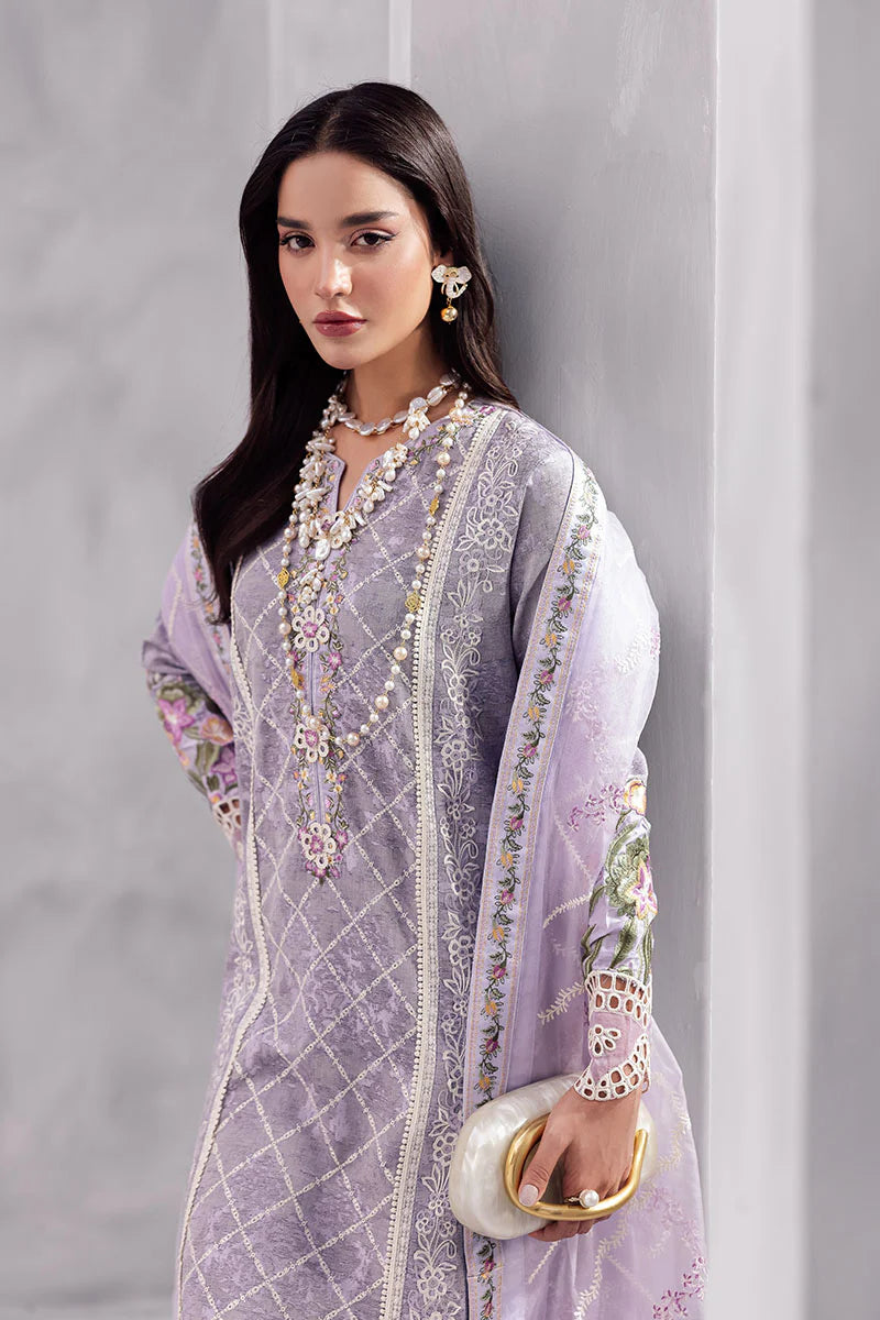 Model wearing lilac Tasbeel from Mushq La Toscana Casual Pret '25, Pakistani luxury pret and Pakistani clothes online in UK.