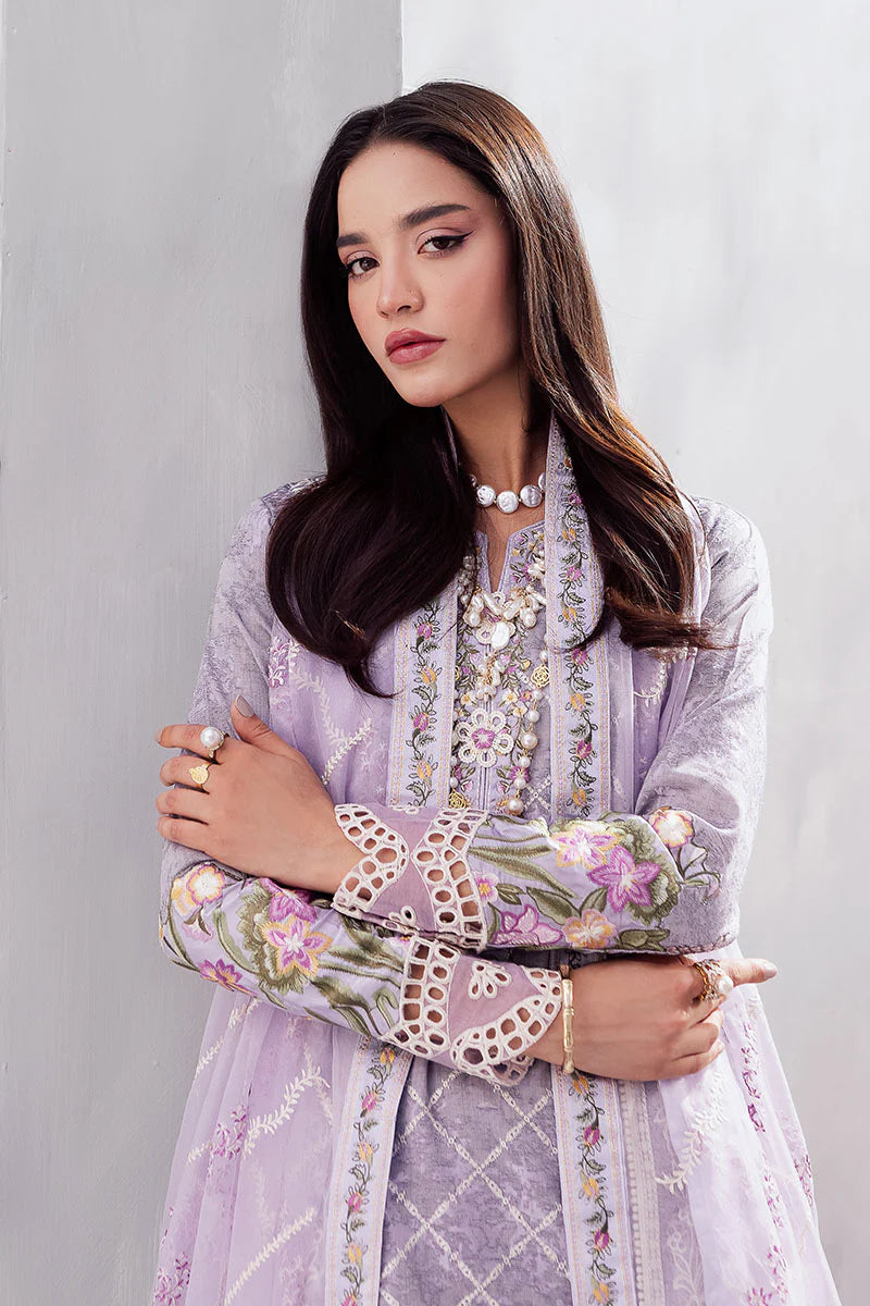 Model wearing lilac Tasbeel from Mushq La Toscana Casual Pret '25, Pakistani luxury pret and Pakistani clothes online in UK.
