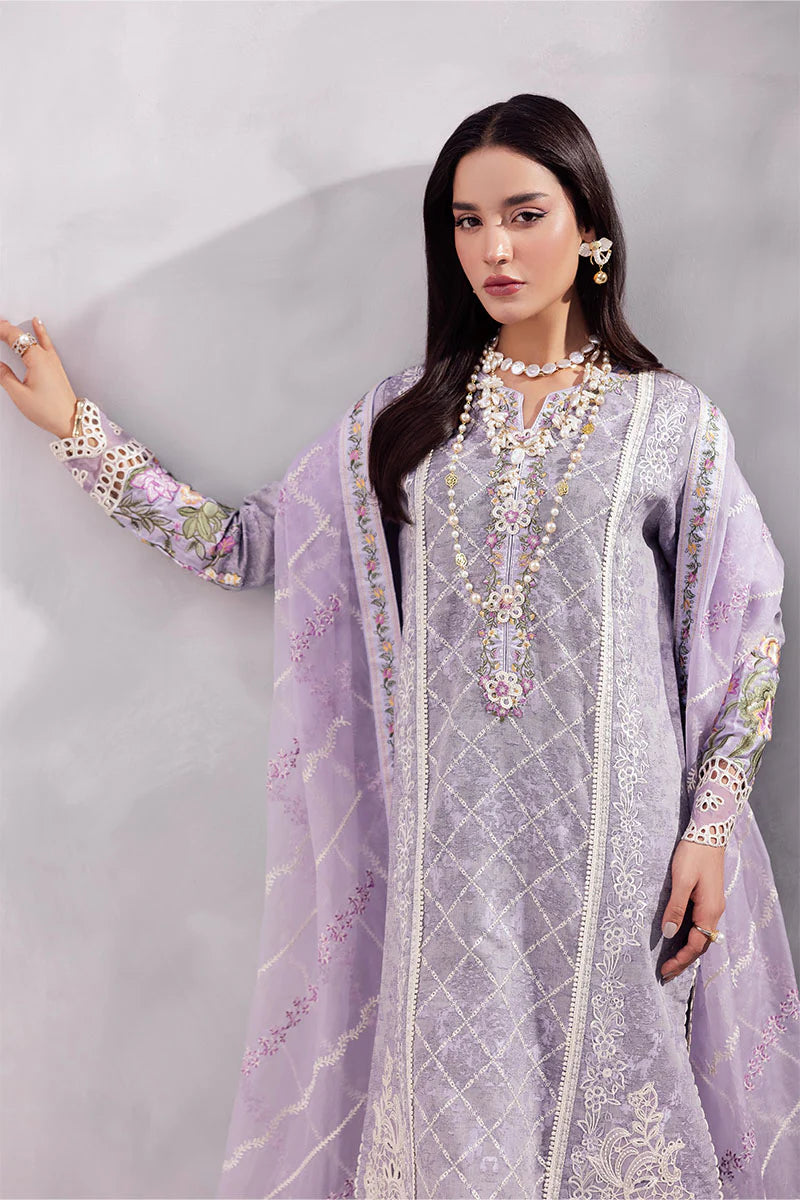 Model wearing lilac Tasbeel from Mushq La Toscana Casual Pret '25, Pakistani luxury pret and Pakistani clothes online in UK.