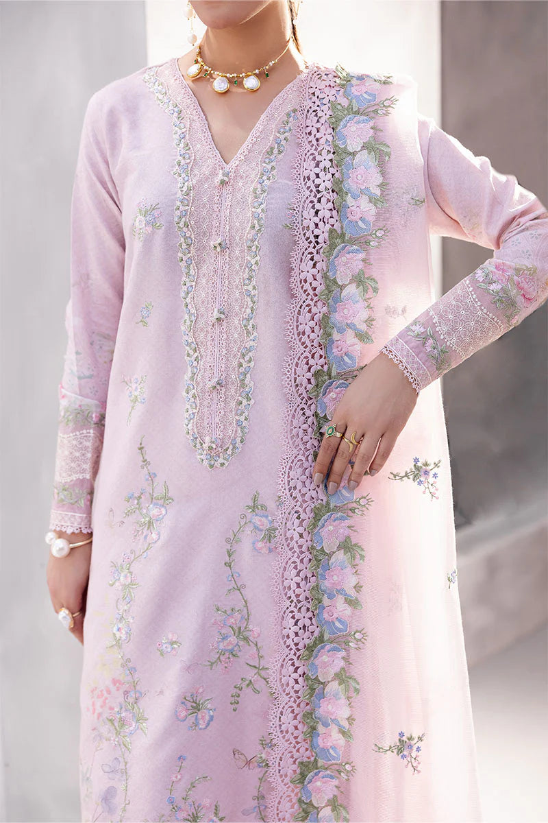 Model wearing soft pink Waliya from Mushq La Toscana Casual Pret '25, Pakistani luxury pret and Pakistani clothes online in UK.
