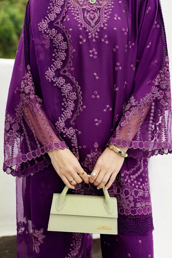 Model wearing deep purple Saira Rizwan ETOILE SREP02-25 from Sajri Eid Pret '25, Pakistani luxury pret, shop Pakistani clothes online in UK.