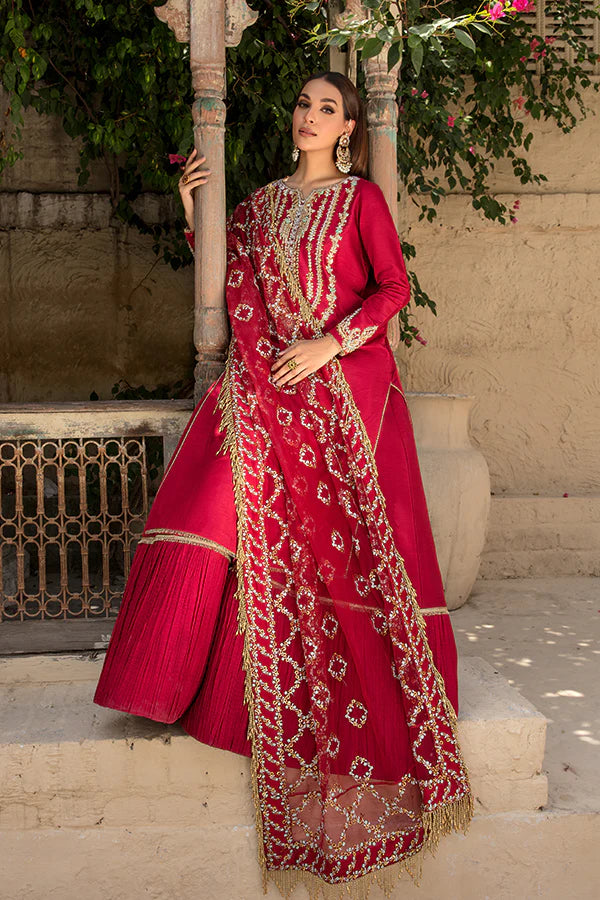 Model wearing Saffron Perissa Rose Gold Satin dress, showcasing Pakistani clothes online in UK.