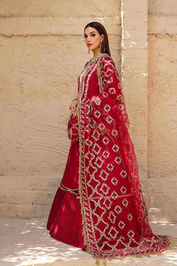 Model wearing Saffron Perissa Rose Gold Satin dress, showcasing Pakistani clothes online in UK.