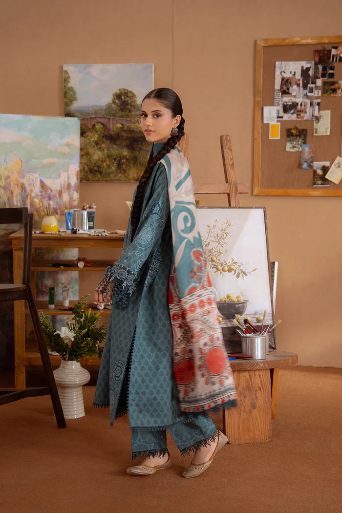 Model wearing teal SEREN-B-SRL25-08 from Saira Rizwan Laneem SS/25, perfect for Pakistani luxury pret and Pakistani clothes online in UK.