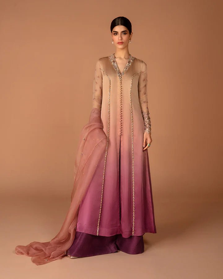 Faiza Saqlain UK Eshe dress, regal ombre gown, refined Pakistani clothes UK