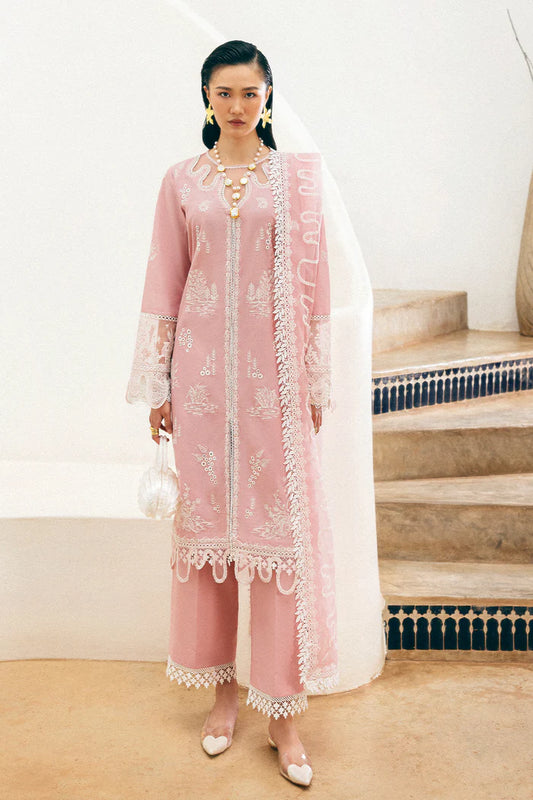 Model wearing blush pink Saira Rizwan JOIE SREP04-25 from Sajri Eid Pret '25, Pakistani luxury pret, shop Saira Rizwan clothes online in UK.