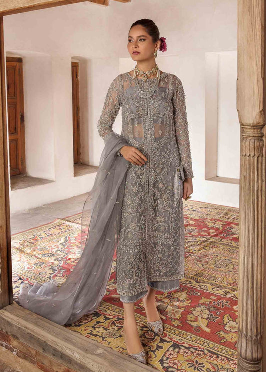 Kanwal Malik UK Chandi ensemble, intricate silver embroidery, Pakistani clothes UK '23