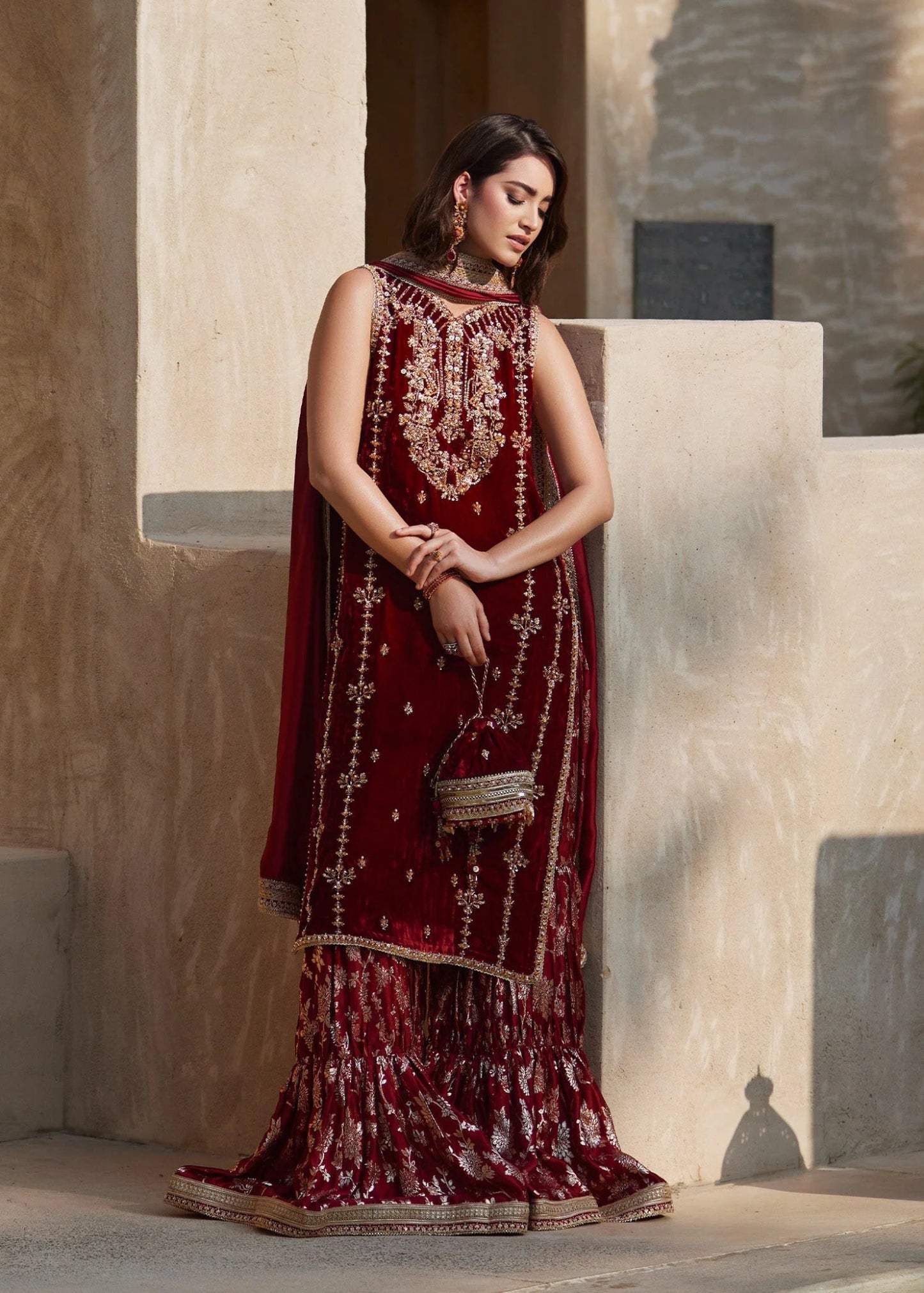 Model wearing Aline from Kanwal Malik's Laira '24, featuring luxurious design. Pakistani clothes online in UK, Luxury Pret.