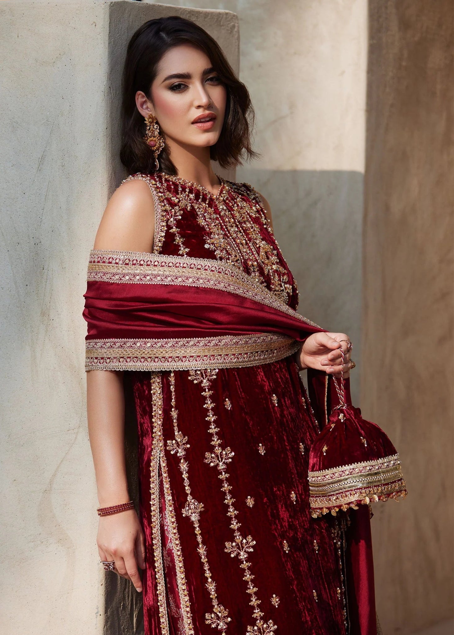 Model wearing Aline from Kanwal Malik's Laira '24, featuring luxurious design. Pakistani clothes online in UK, Luxury Pret.