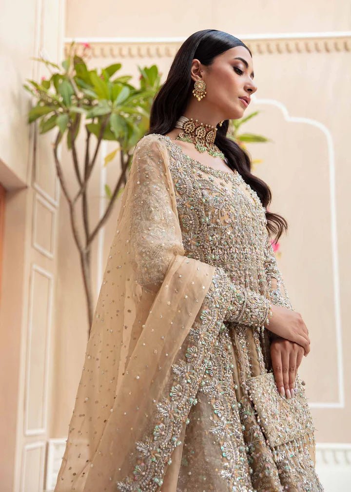 Model flaunting Kanwal Malik Vistas Of Jaipur '23 Barsha dress, a vibrant addition to Pakistani wedding clothes online in the UK.