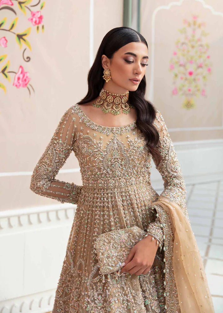 Model flaunting Kanwal Malik Vistas Of Jaipur '23 Barsha dress, a vibrant addition to Pakistani wedding clothes online in the UK.