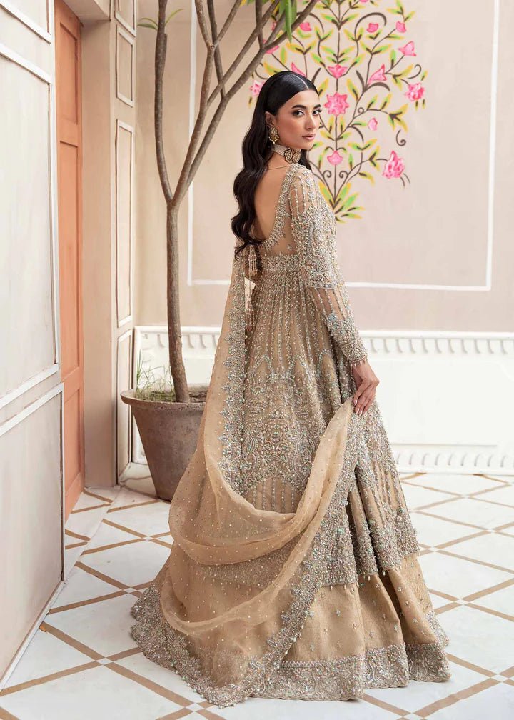 Model flaunting Kanwal Malik Vistas Of Jaipur '23 Barsha dress, a vibrant addition to Pakistani wedding clothes online in the UK.