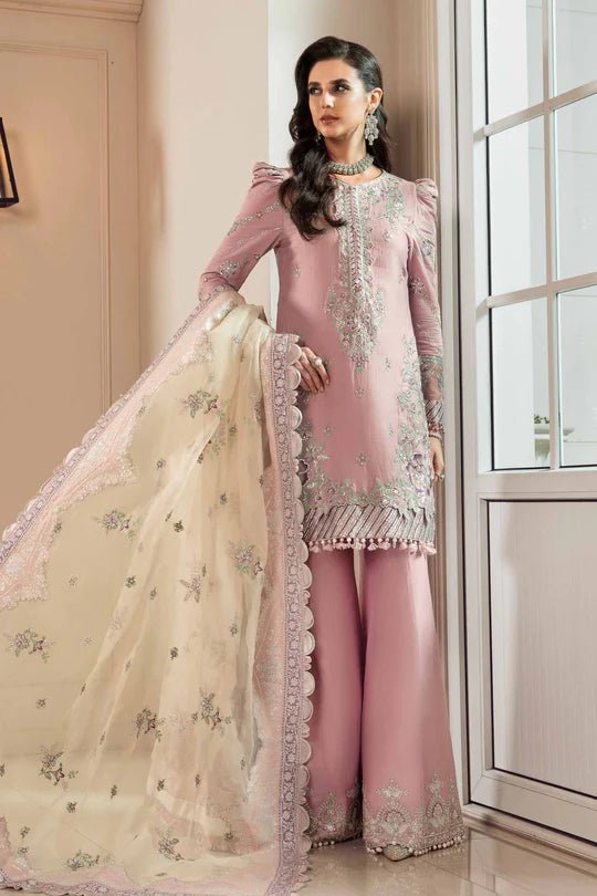 Maria B UK Mauve CST - 706 dress, Pakistani clothes with elegant embroidery and sheer dupatta.