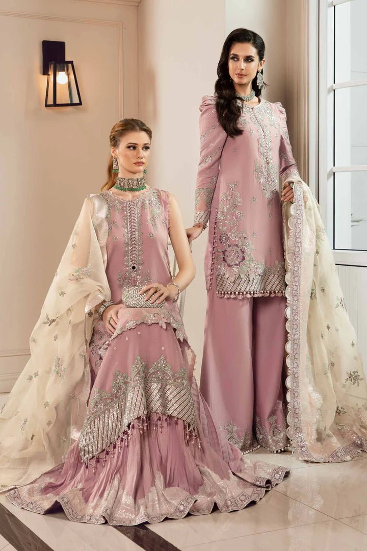 Model wearing Maria B Mauve CST - 706 dress, showcasing Pakistani clothes in UK