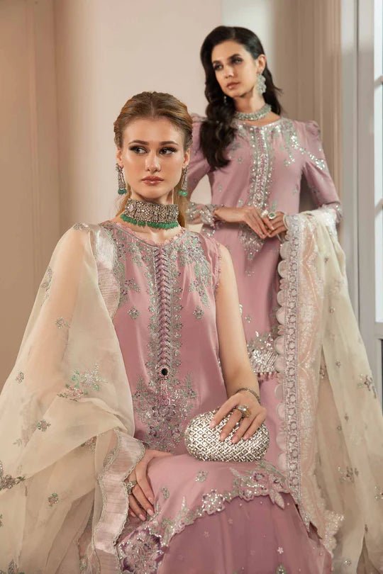 Model wearing Maria B Mauve CST - 706 dress, showcasing Pakistani clothes in UK