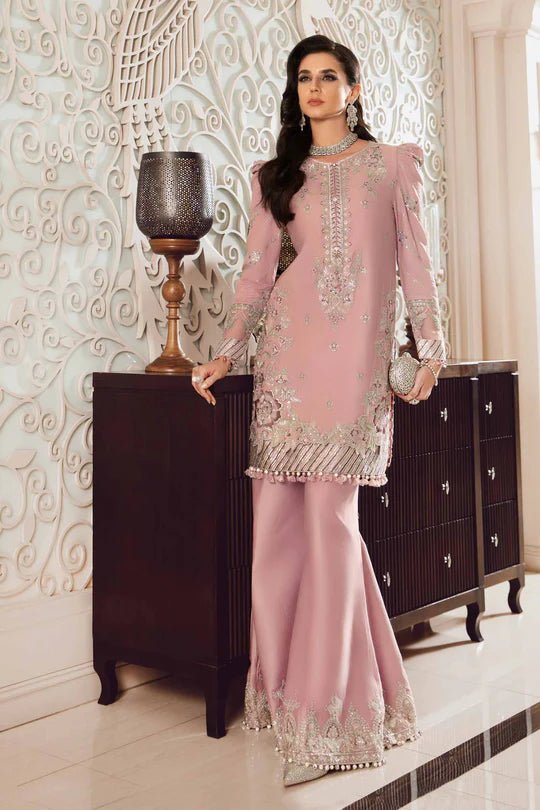 Model wearing Maria B Mauve CST - 706 dress, showcasing Pakistani clothes in UK