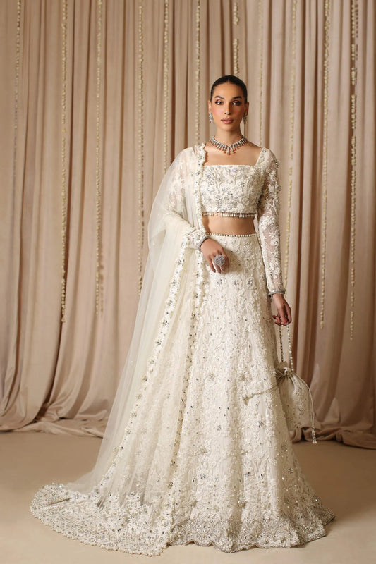 Model wearing The Modern Maharani's DIVINE SWAN, an equisite mold by Musferah Saad UK, Pakistani Clothes UK.