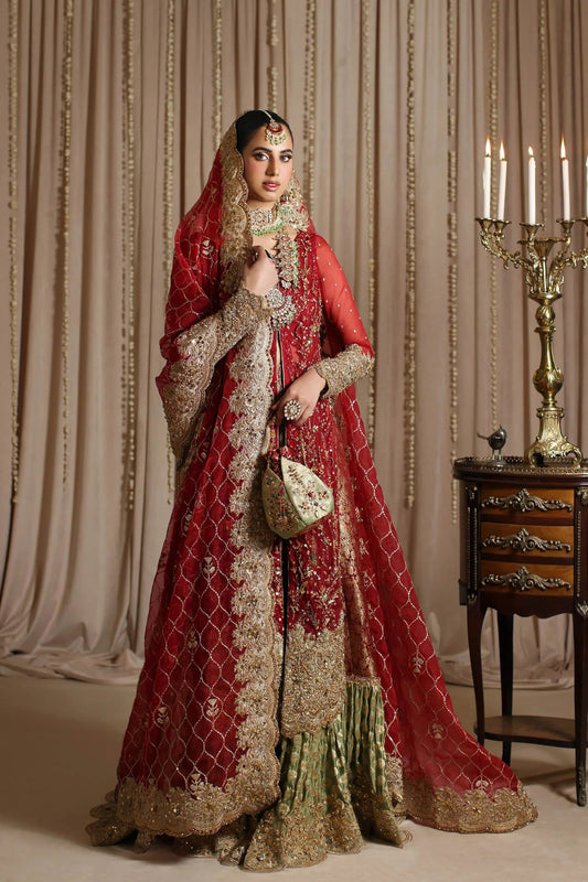 Model wearing The Modern Maharani's ROYAL HIGHNESS, an equisite mold by Musferah Saad UK, Pakistani Clothes UK.