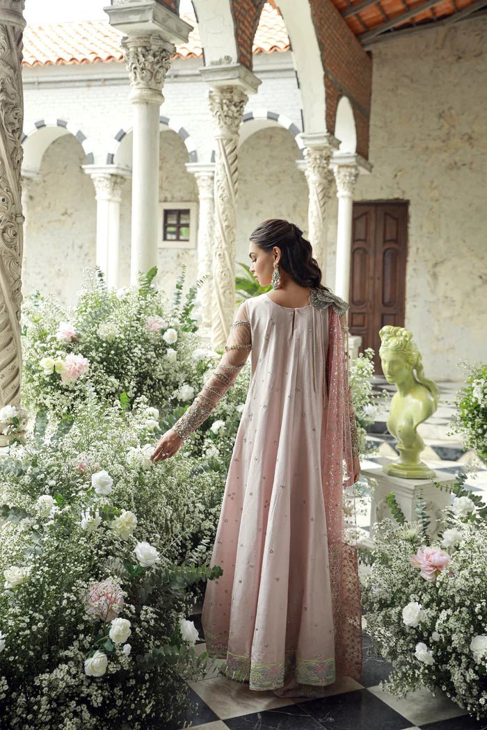 Model wearing Zuri from Mysie by Tahira's Arzu Bridals '24 collection in radiant ivory. Wedding wear, bridal, Pakistani clothes online in UK.