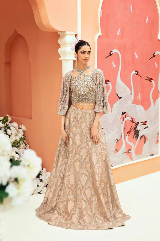 Model in a Mysie By Tahira Ehmaal gown, a stunning Pakistani bridal attire in the UK.