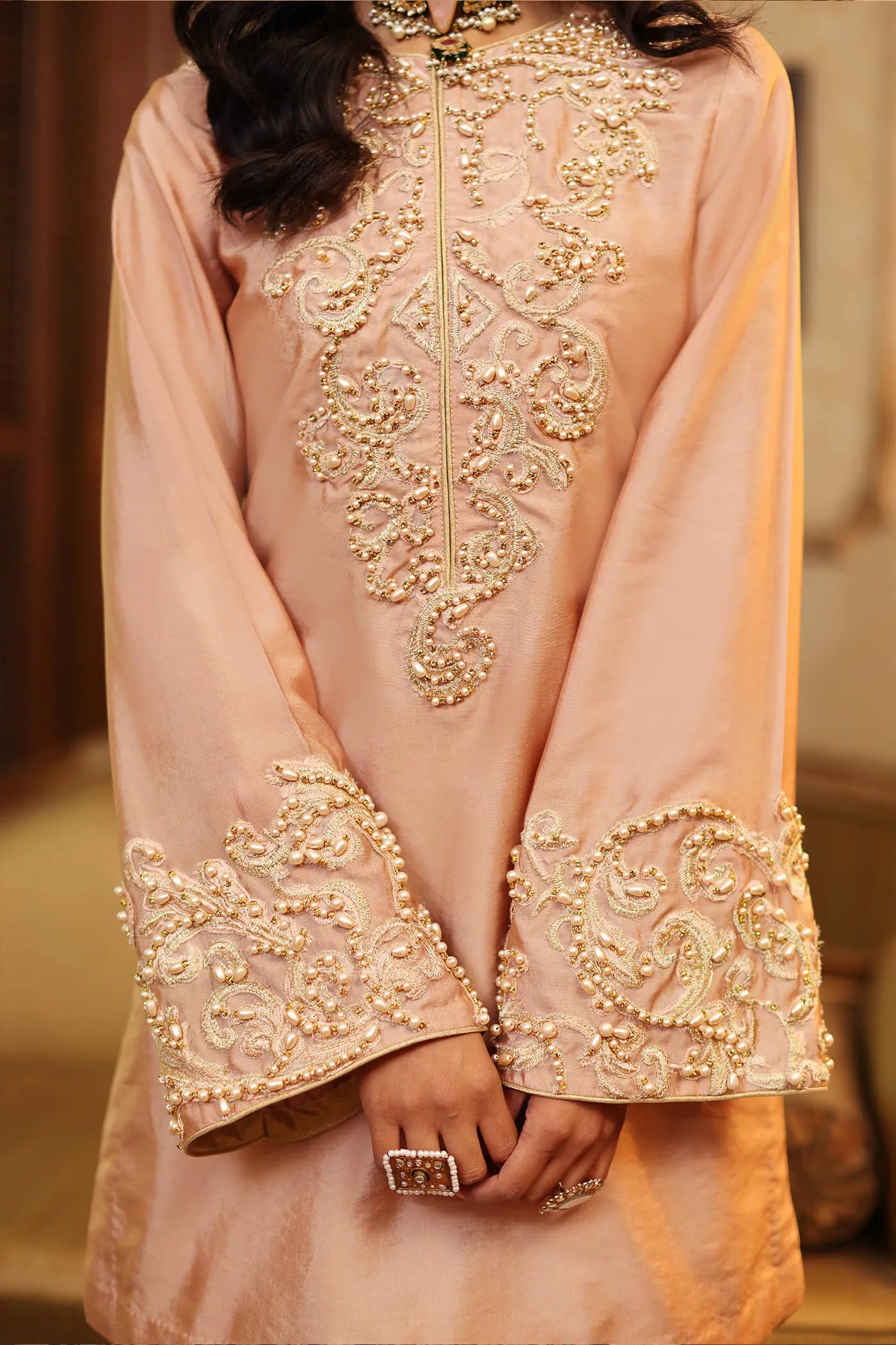 Elegant Musferah Saad CARNATION dress, Eid '24 collection, intricate embroidery, perfect for Pakistani attire in the UK.