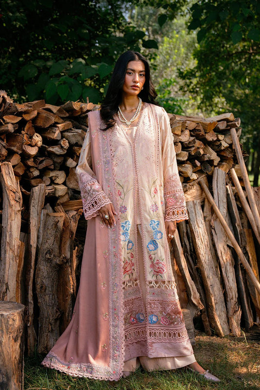 Model wearing LANA - SRW24 - 03 from Saira Rizwan's Winter Unstitched '24 Collection, highlighting elegant design. Pakistani clothes online in UK.