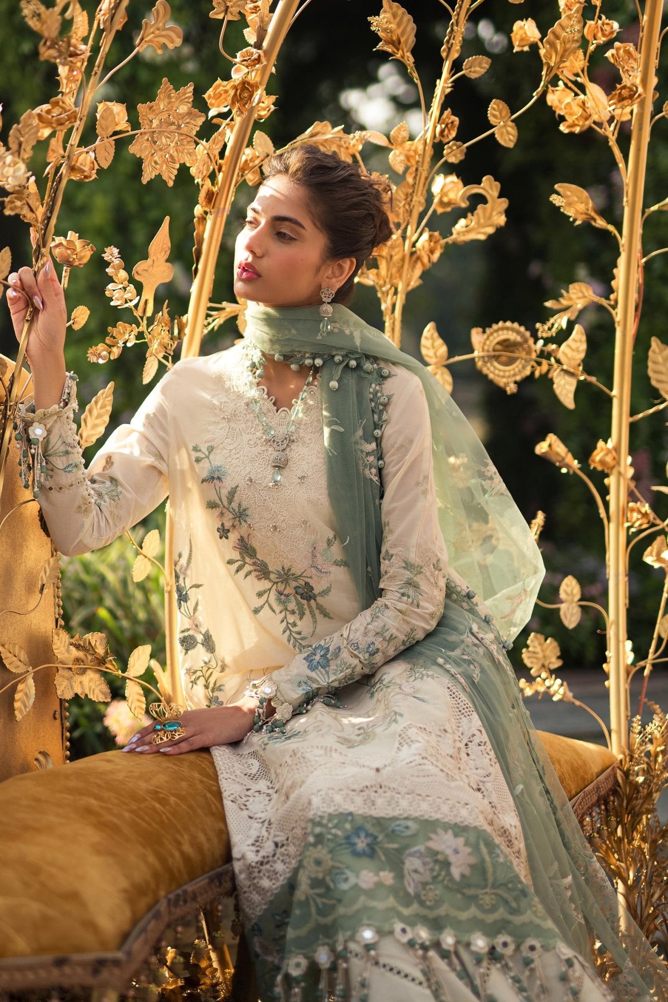 Model wearing Sana Safinaz L241 - 003A - 3CT from Luxury Collection'24, ideal for Pakistani clothes online in UK.