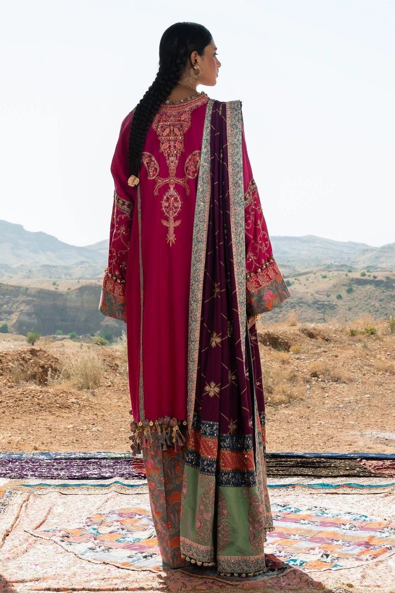 Model wearing Sana Safinaz Winter Luxury 23 S231 - 004B - CP clothes, showcasing Pakistani clothes online in UK.