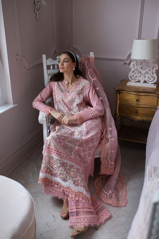 Model in Sobia Nazir DESIGN 1B, an exquisite Pakistani lawn suit for UK's elegant events.