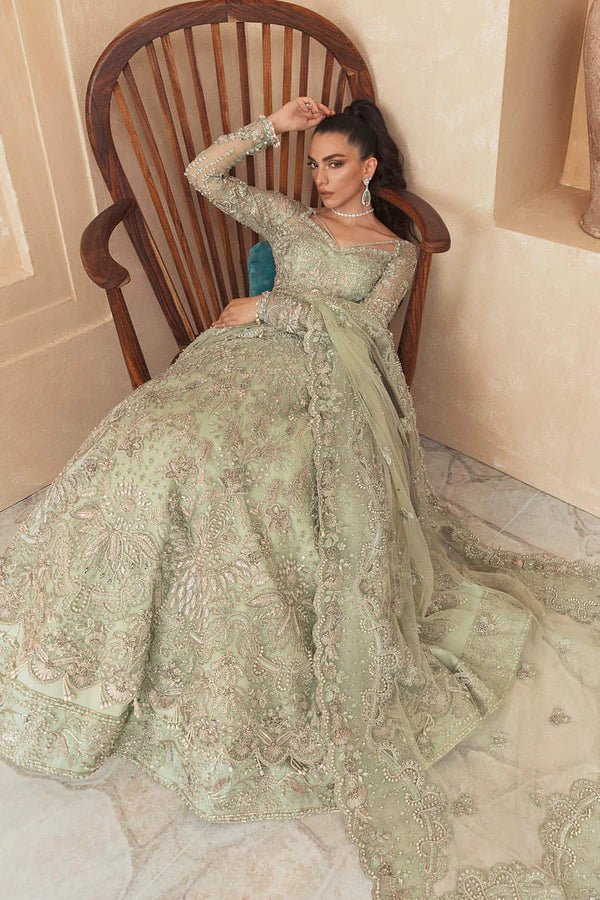 Model wearing Soraya AYSEL Bridal dress, a sophisticated addition to Pakistani wedding attire online in the UK.