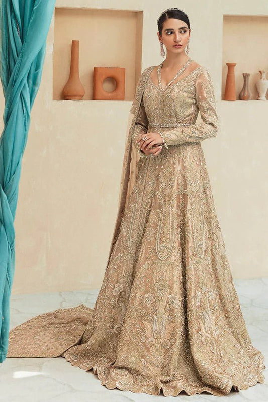 Model wearing Soraya ELANA Bridal dress, a timeless Pakistani wedding attire online in the UK.