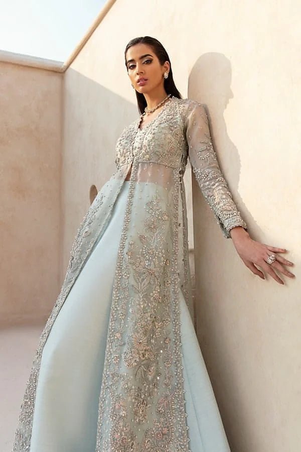 Model showcasing Soraya BLUME Bridal dress, a must - have for Pakistani wedding clothes online in the UK.