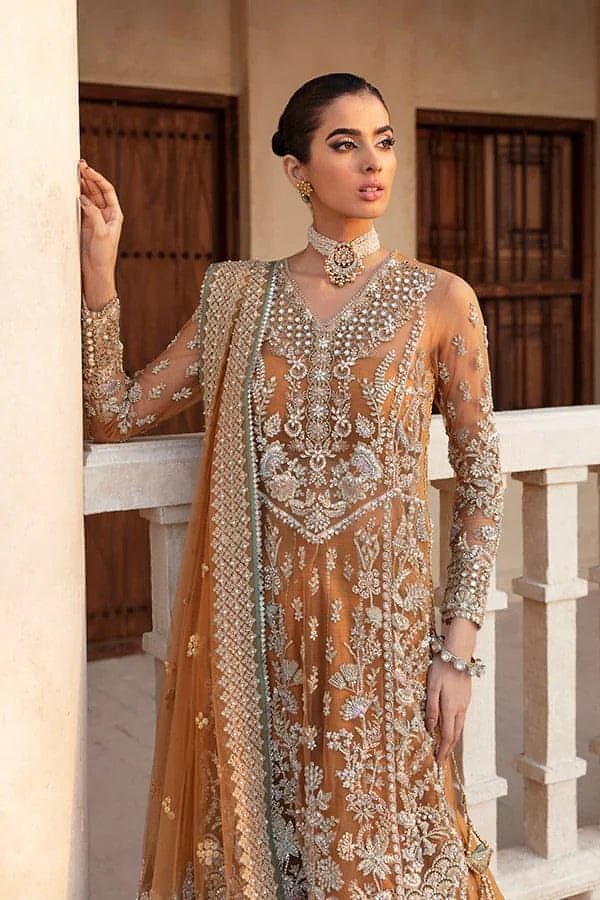 Model wearing Soraya NAIRA Bridal dress, a stunning addition to Pakistani wedding clothes online in the UK.