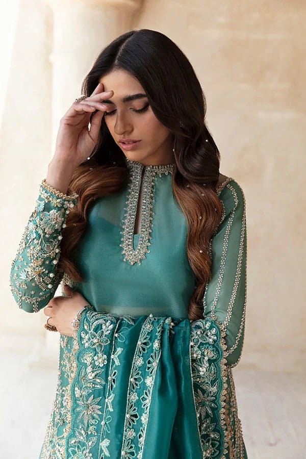 Model wearing Soraya PERLE Bridal dress, a chic choice for Pakistani wedding clothes online in the UK.