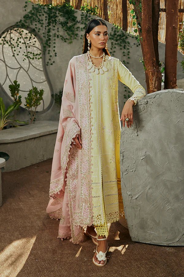 Model wearing Suffuse Amriti dress, a chic addition to Pakistani clothes online in UK. Perfect blend of style and comfort.