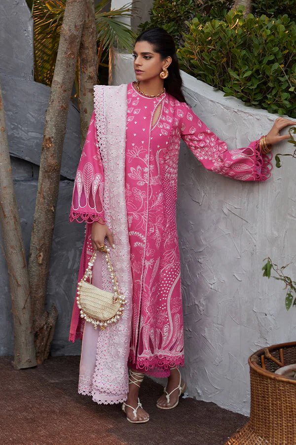 Model wearing Suffuse Lazaib dress, a stylish option for Pakistani clothes online in UK. Effortlessly chic and trendy.