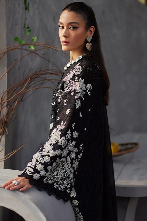 Model wearing Suffuse Meenah dress, a stunning choice for Pakistani clothes online in UK. Effortlessly elegant and stylish.