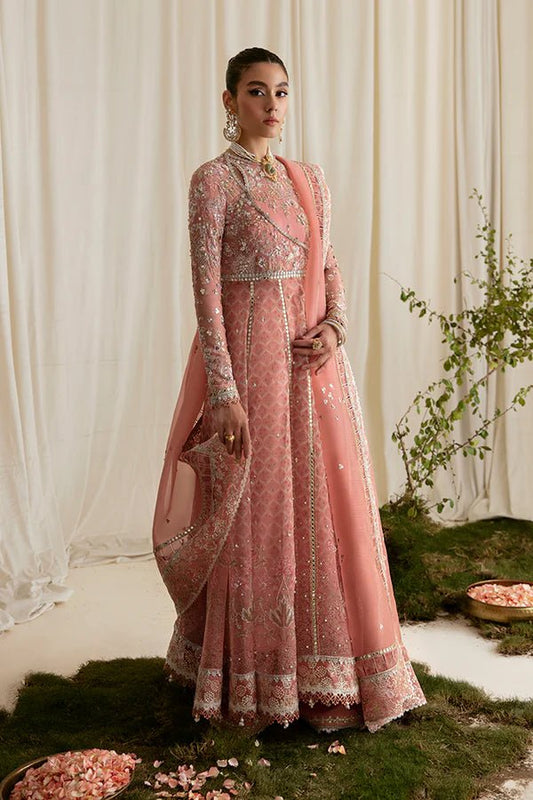 Model wearing Suffuse Laira dress, an exquisite choice for Pakistani wedding clothes online in UK from FREESHIA RTW '23.