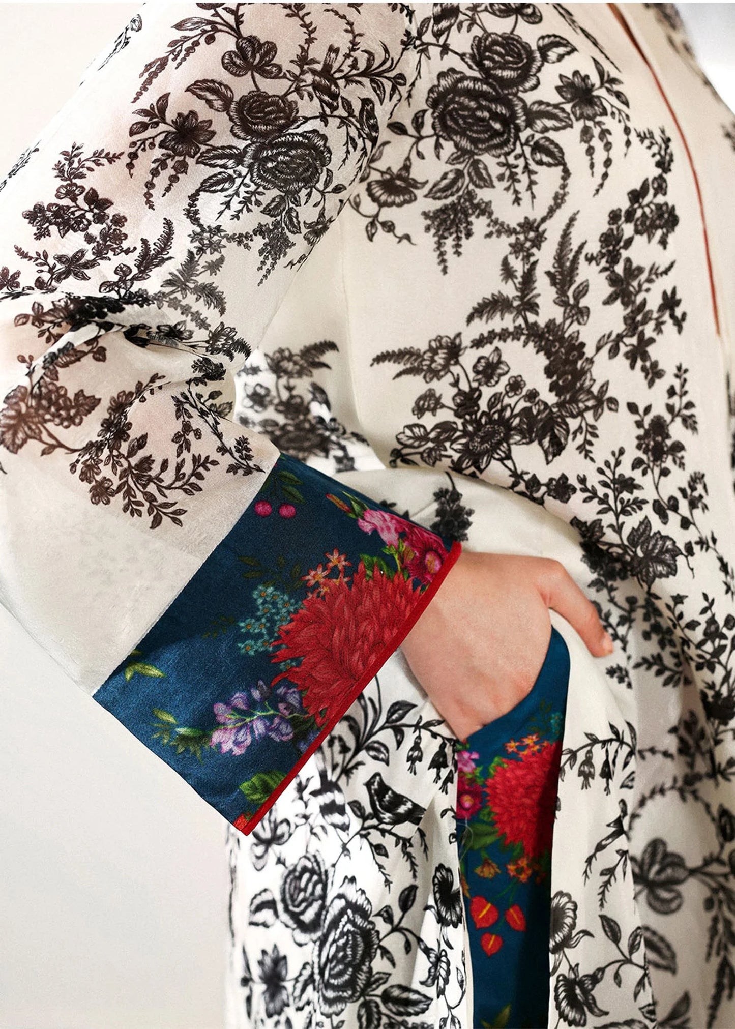 Model wearing off-white and black Ivraie outfit from Hussain Rehar, showcasing Pakistani luxury pret and Pakistani clothes online in UK.
